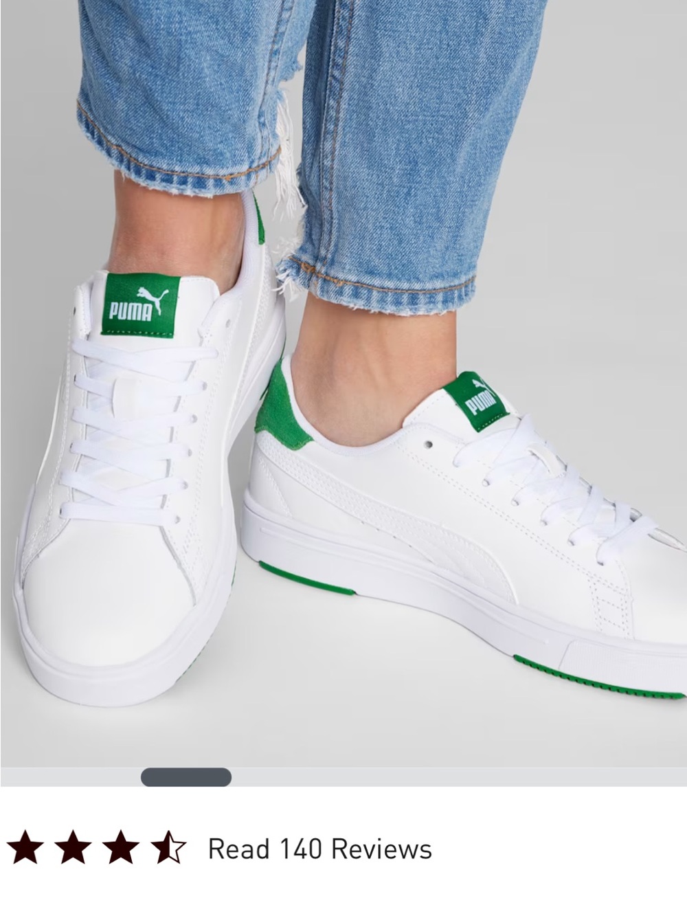 PUMA White Sneakers with Green Accents